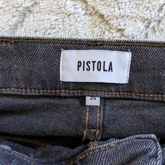 Pistola High Waist Raw Hem Wide Leg Jeans Women’s 25 Black Crop - Picture 4 of 5